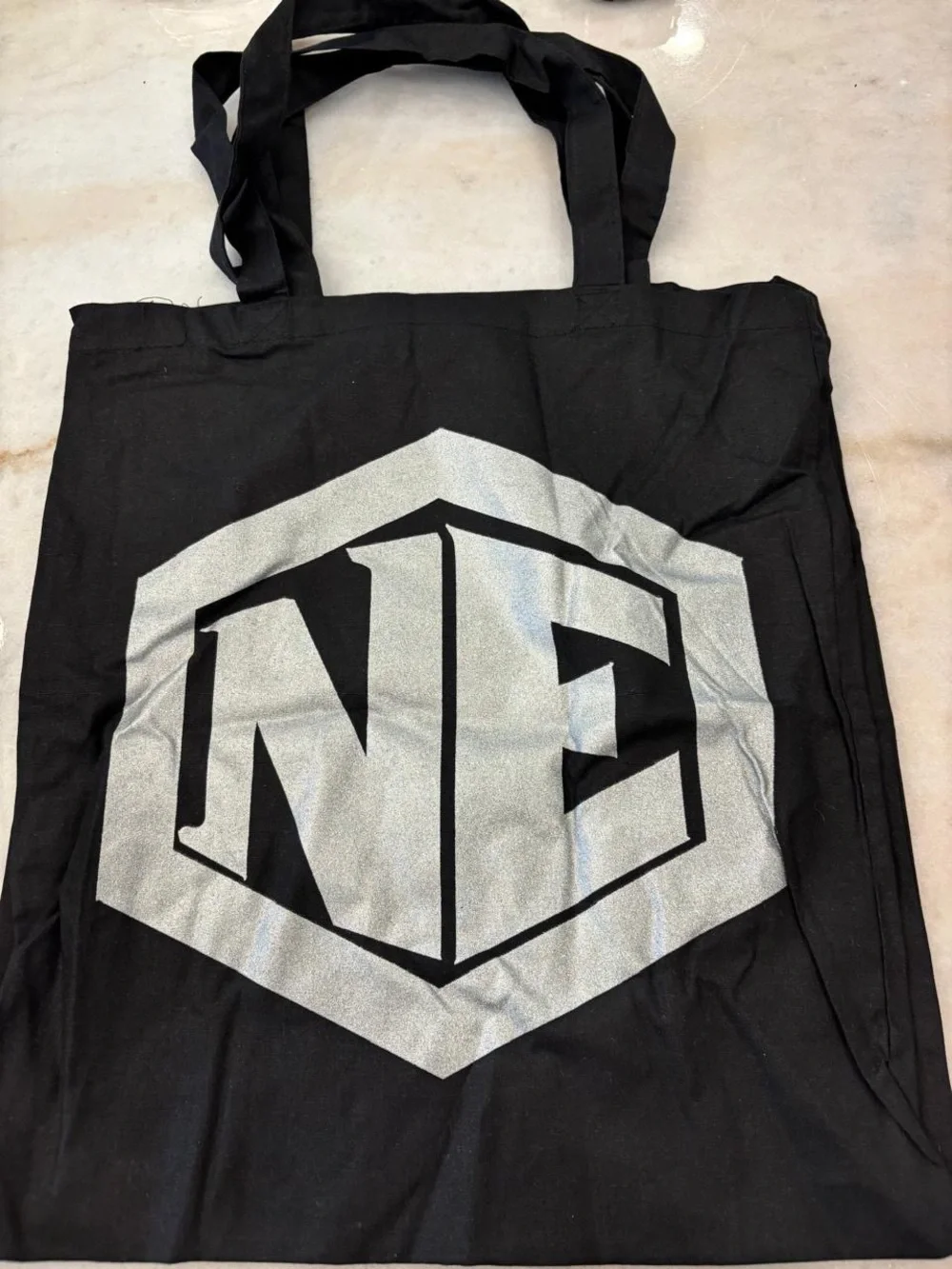 New Edition NE Black Silver Graphic Double Sided Tote Bag Music #O26
